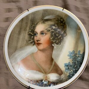 Vintage Gold Rimmed 9” wall hanging plate of Natalia Potocka.